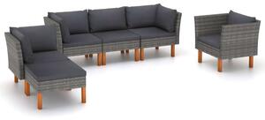 VidaXL Polyrattan Kerti Ülőgarnitúra - 6 részes - Szürke
