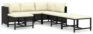 Polyrattan Kerti Ülőgarnitúra - 7 részes - Fekete
