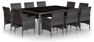 VidaXL 11 részes polyrattan kerti étkezőgarnitúra, szürke