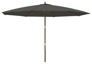 Antracitszürke kerti napernyő fa rúddal 400 x 273 cm