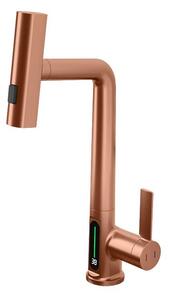 Welland FH-3428 mosogató smart csaptelep - kihúzható multifunkciós fej - vízhőfok kijelző (rose gold)