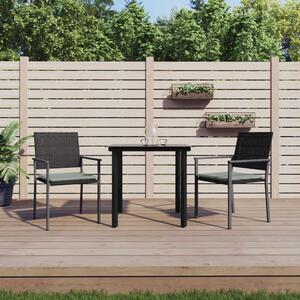 VidaXL 3-részes polyrattan és acél kerti étkezőgarnitúra párnával