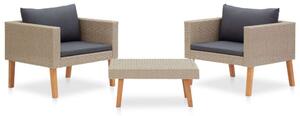 VidaXL Polyrattan Kerti Ülőgarnitúra - 3 részes - Bézs