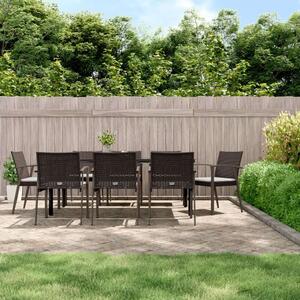 VidaXL 9 részes polyrattan és acél kerti étkezőgarnitúra párnával