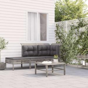 Polyrattan Kerti Ülőgarnitúra - 3 részes - Szürke