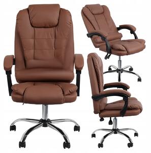 Ergonomikus irodai szék, Zola, állítható magasság, forgó görgők, deréktámasz párna, műbőr, barna/fekete