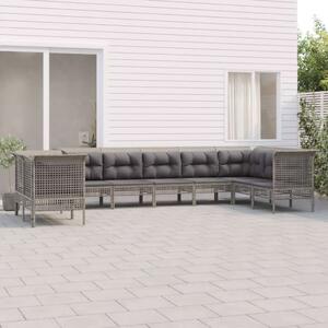 VidaXL 9 részes szürke polyrattan kerti ülőgarnitúra párnákkal