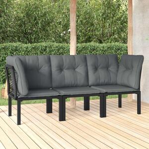 VidaXL Polyrattan Kerti Ülőgarnitúra - 3 részes - Fekete-Szürke