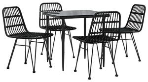 VidaXL - 5 Részes Fekete Polyrattan Kerti Étkezőgarnitúra
