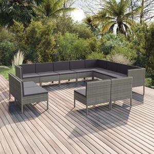 VidaXL 12 részes szürke polyrattan kerti ülőgarnitúra párnákkal