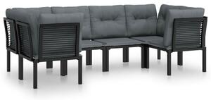 Polyrattan Kerti Ülőgarnitúra - 6 részes - Fekete-Szürke