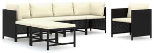 Polyrattan Kerti Bútorszett - 7 részes - Fekete