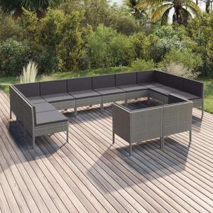 VidaXL Polyrattan Kerti Ülőgarnitúra - 12 részes - Szürke