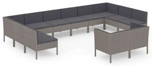 VidaXL Polyrattan Kerti Ülőgarnitúra - 12 részes - Szürke