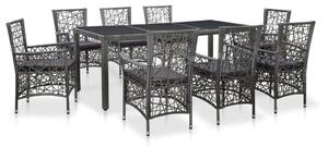 VidaXL Polyrattan Étkezőgarnitúra - 9 Fős - Szürke