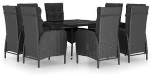 VidaXL Polyrattan Kerti Étkezőgarnitúra - 9 részes - Fekete