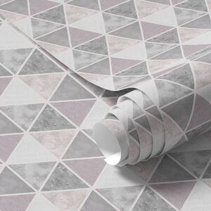 Tapéta Szürke és púderes árnyalatú geometrikus háromszög mintázat, Absztrakt tapétá, a00920 : Uwalls.hu