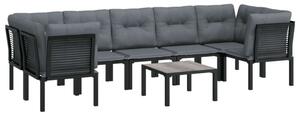 Polyrattan Kerti Társalgógarnitúra - 8 részes - Fekete-Szürke