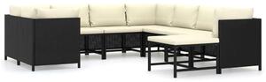 VidaXL Polyrattan Kerti Ülőgarnitúra - 9 részes - Fekete
