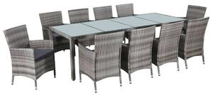 VidaXL Polyrattan Kertbútor Szett - 11 részes - Szürke