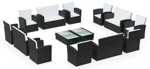 VidaXL Polyrattan Kerti Ülőgarnitúra - 16 részes - Fekete