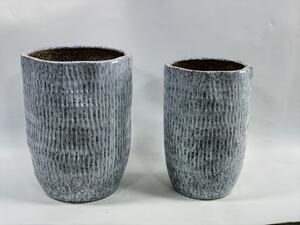 Kaspó NEVA Nature virág dekor ker szürke 40x51 2db