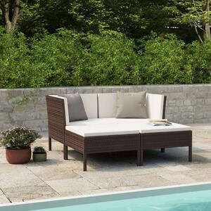 VidaXL 4 részes barna polyrattan kerti szett