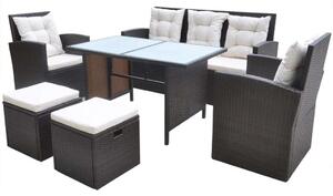 VidaXL Polyrattan Étkezőgarnitúra - 6 részes - Barna