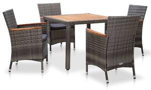 VidaXL Polyrattan Kerti Étkezőgarnitúra - 5 részes - Szürke