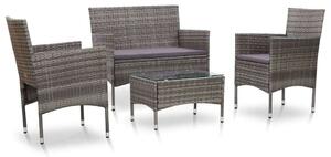 VidaXL 4 részes szürke polyrattan kerti ülőgarnitúra párnákkal