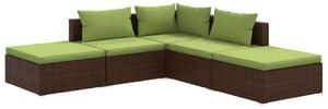 VidaXL Kerti Ülőgarnitúra - 5 részes - Barna Polyrattan