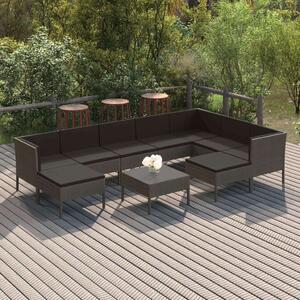 VidaXL 10 részes szürke polyrattan kerti ülőgarnitúra párnákkal