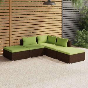 VidaXL Kerti Ülőgarnitúra - 5 részes - Barna Polyrattan