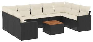 VidaXL Polyrattan Kerti Ülőgarnitúra - 10 részes - Fekete