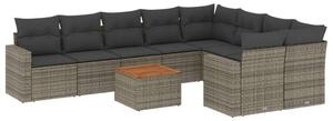 VidaXL Polyrattan Kerti Ülőgarnitúra - 10 részes - Szürke