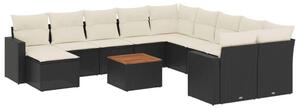 VidaXL Polyrattan Kerti Ülőgarnitúra - 12 részes - Fekete