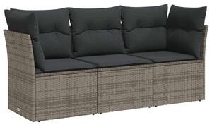 VidaXL Polyrattan Kerti Ülőgarnitúra - 3 részes - Szürke