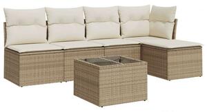 VidaXL Polyrattan Kerti Ülőgarnitúra - 6 részes - Bézs