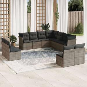 VidaXL Polyrattan Kerti Ülőgarnitúra - 11 részes - Szürke