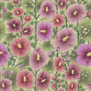 Tapéta Nagy hibiszkuszvirágok és levelek sötétzöld háttér előtt, Virágok és növények tapétá, a00993 : Uwalls.hu