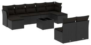 VidaXL Polyrattan Kerti Ülőgarnitúra - 10 részes - Fekete