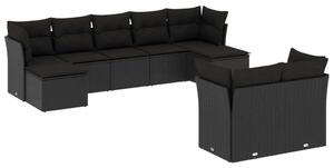 VidaXL 9 részes Kerti Ülőgarnitúra - Fekete Polyrattan