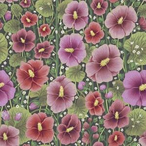 Tapéta Világos hibiszkuszvirágok és zöld növényzet sötét háttér előtt, Virágok és növények tapétá, a00993v2 : Uwalls.hu