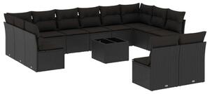 VidaXL Polyrattan Kerti Ülőgarnitúra - 13 részes - Fekete