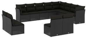 VidaXL Polyrattan Kerti Ülőgarnitúra - 12 részes - Fekete
