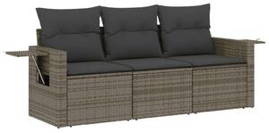 3 részes Polyrattan Kerti Ülőgarnitúra - Szürke