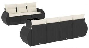 VidaXL Polyrattan Kerti Ülőgarnitúra - 8 részes - Fekete