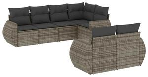 Polyrattan Kerti Ülőgarnitúra - 7 részes - Szürke