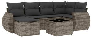 VidaXL Polyrattan Kerti Ülőgarnitúra - 7 részes - Szürke