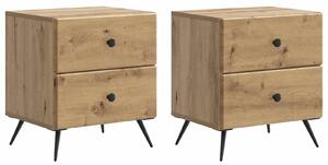 VidaXL Éjjeliszekrény fiókkal 2 pcs Kézműves Tölgy 43 x 34,5 x 47,5 cm